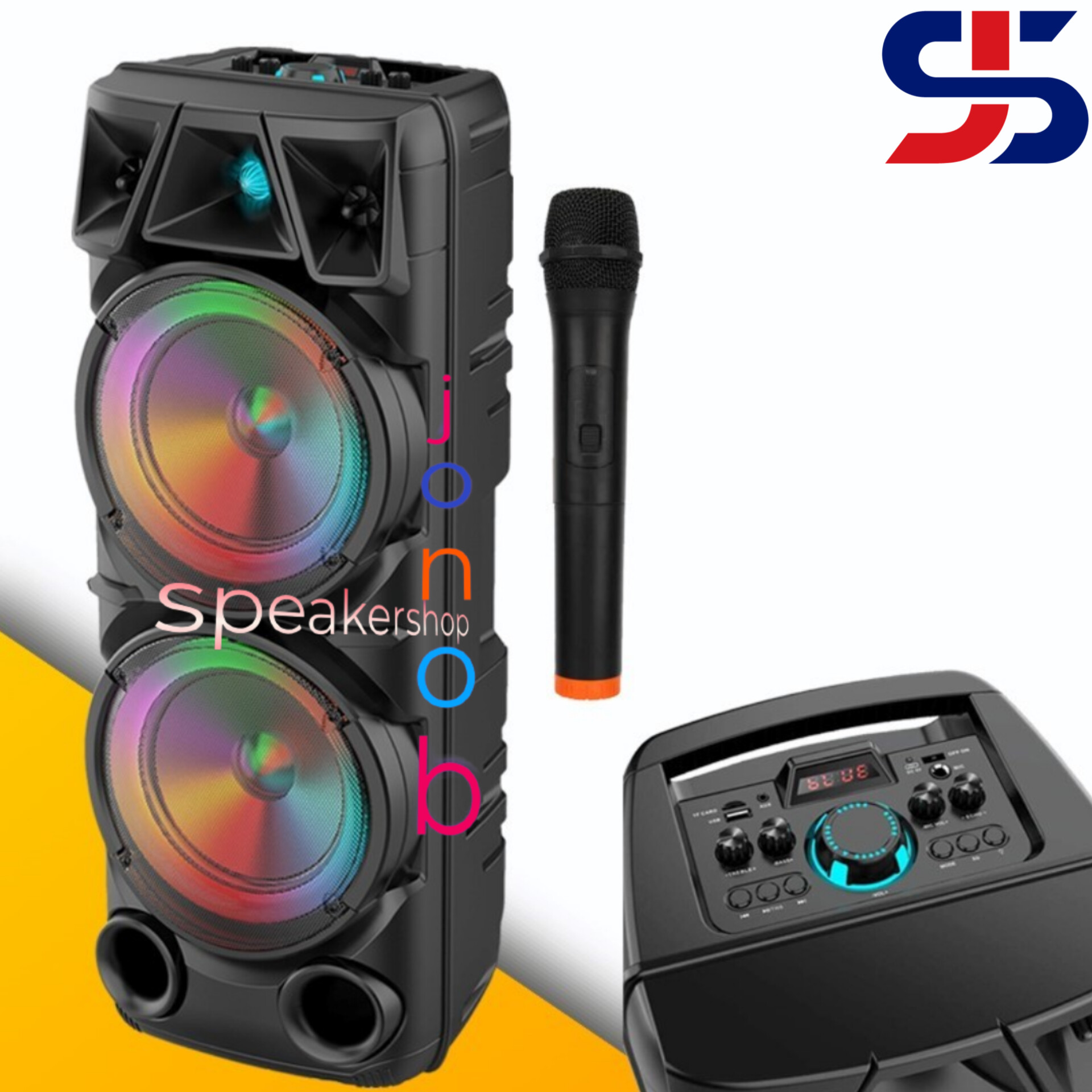 Speaker ZQS Double 8 Inch Horn Speaker Big TWS Woofer Speaker With Wireless Microphone