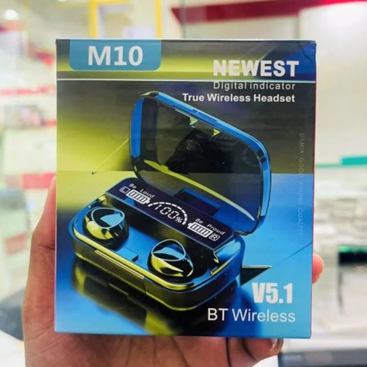 ایرپاد و هندزفری بی سیم مدل M10 با قابلیت پاوربانک و نمایشگر LED