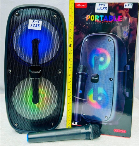 اسپیکر بلوتوثی KTS‑2388 با میکروفن بیسیم و رقص نور دوبل RGB | اسپیکر قابل حمل ۶.۵ اینچ حرفهای عمده