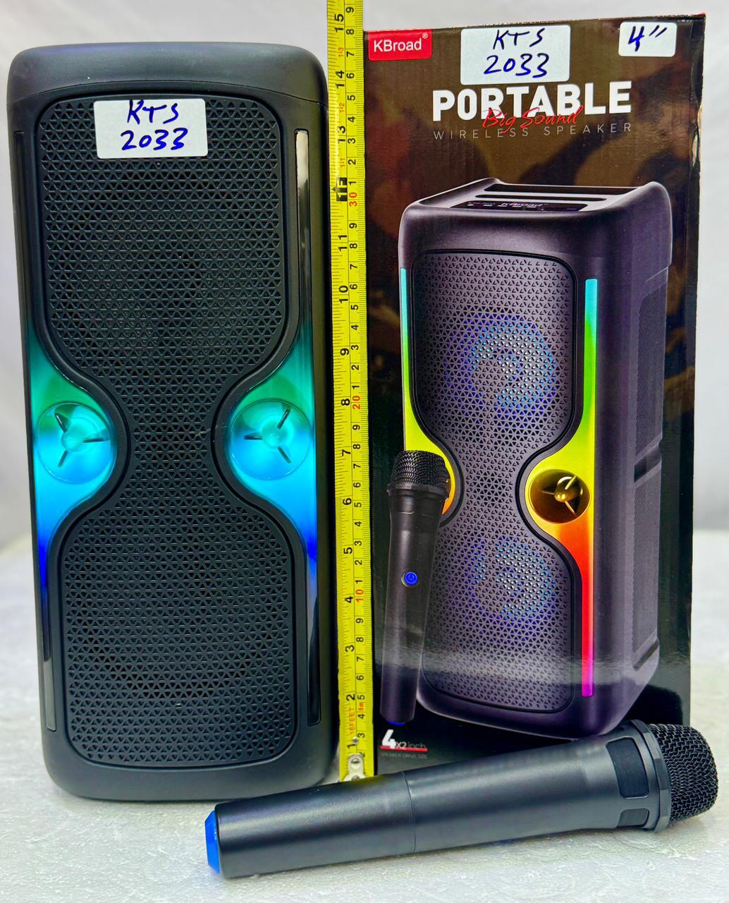 اسپیکر قابل‌حمل شارژی KTS 2033 | بی‌سیم، پخش قوی و رقص نور رنگی