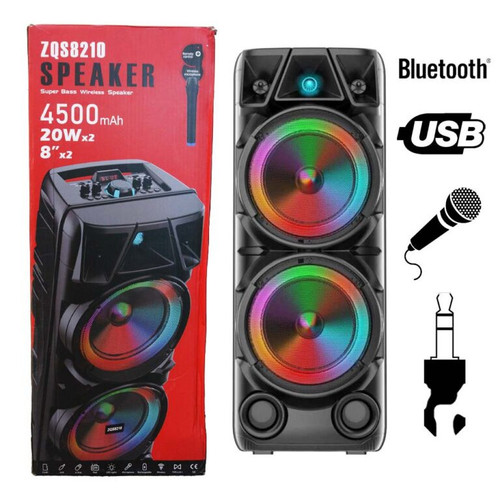 اسپیکر قابل حمل ZQS‑8210 بلوتوثی با میکروفون و نورپردازی LED